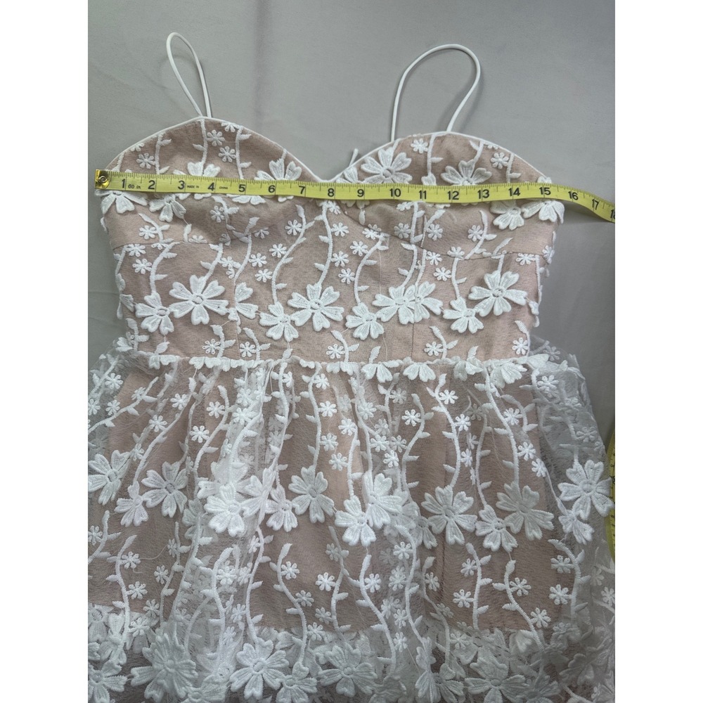 Endless Rose Floral Lace Tier Dress Blush Pink XS Sweetheart Neck fairy wedding - Picture 11 of 16